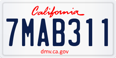 CA license plate 7MAB311