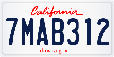 CA license plate 7MAB312