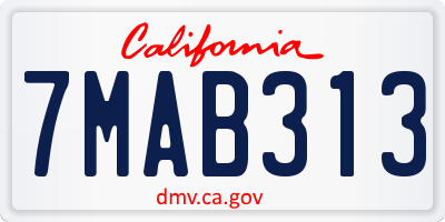 CA license plate 7MAB313