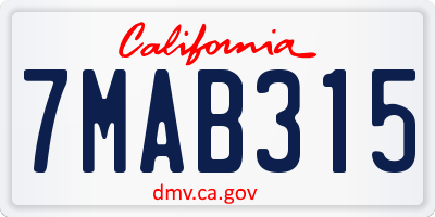 CA license plate 7MAB315