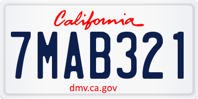 CA license plate 7MAB321