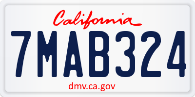 CA license plate 7MAB324