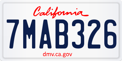 CA license plate 7MAB326