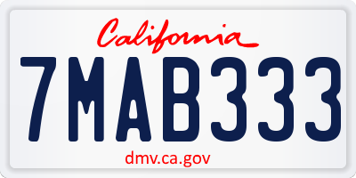 CA license plate 7MAB333