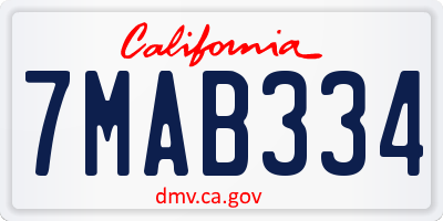 CA license plate 7MAB334