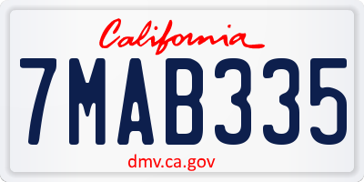 CA license plate 7MAB335