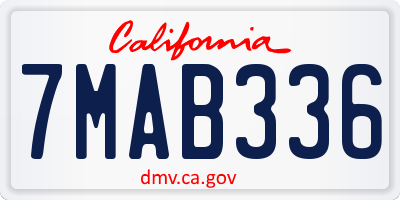 CA license plate 7MAB336