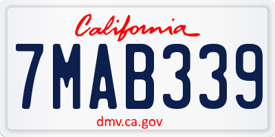 CA license plate 7MAB339