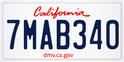 CA license plate 7MAB340