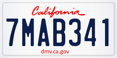 CA license plate 7MAB341