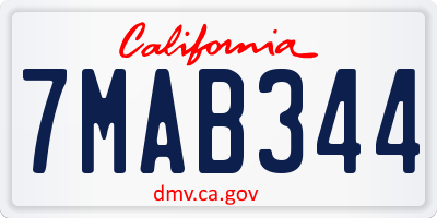 CA license plate 7MAB344