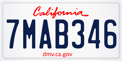 CA license plate 7MAB346