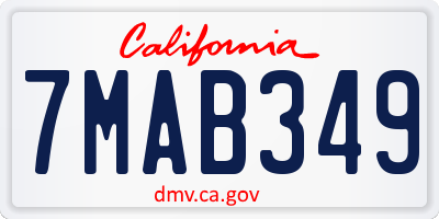 CA license plate 7MAB349