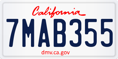 CA license plate 7MAB355