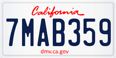 CA license plate 7MAB359