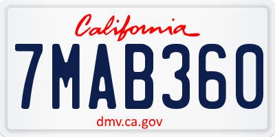CA license plate 7MAB360