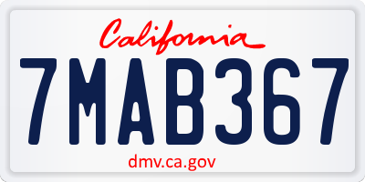 CA license plate 7MAB367