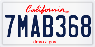 CA license plate 7MAB368