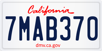 CA license plate 7MAB370