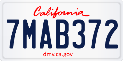 CA license plate 7MAB372