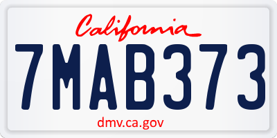 CA license plate 7MAB373
