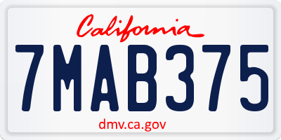 CA license plate 7MAB375