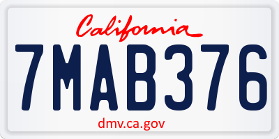CA license plate 7MAB376
