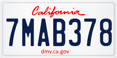 CA license plate 7MAB378
