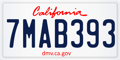 CA license plate 7MAB393