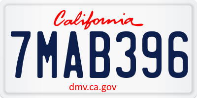 CA license plate 7MAB396