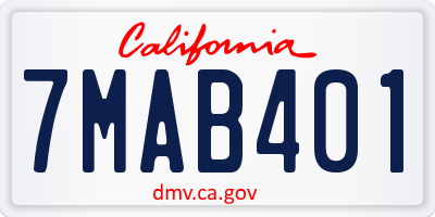CA license plate 7MAB401