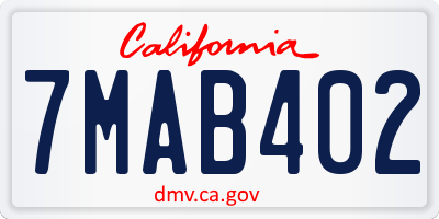 CA license plate 7MAB402