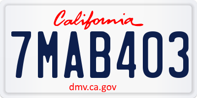CA license plate 7MAB403