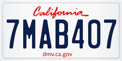 CA license plate 7MAB407