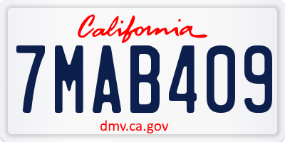 CA license plate 7MAB409