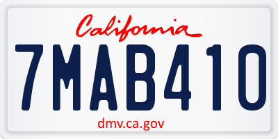 CA license plate 7MAB410