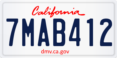 CA license plate 7MAB412