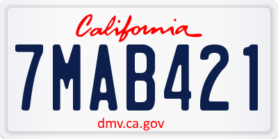 CA license plate 7MAB421