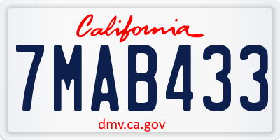 CA license plate 7MAB433