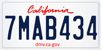 CA license plate 7MAB434