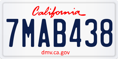 CA license plate 7MAB438