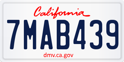 CA license plate 7MAB439