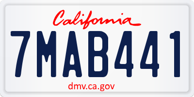 CA license plate 7MAB441