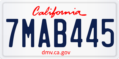CA license plate 7MAB445