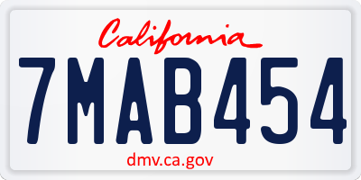 CA license plate 7MAB454