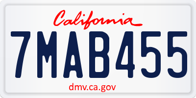 CA license plate 7MAB455