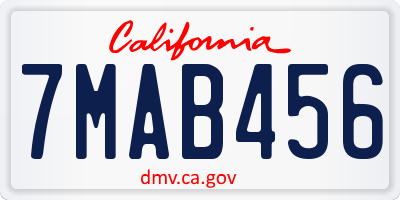 CA license plate 7MAB456