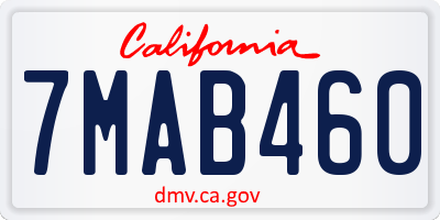 CA license plate 7MAB460