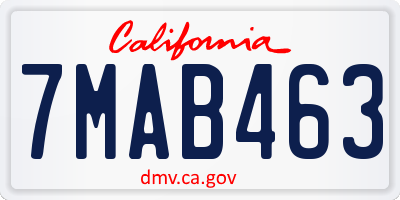 CA license plate 7MAB463