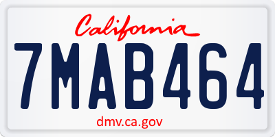 CA license plate 7MAB464